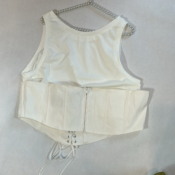 Poster Girl x Dolls Kill plus size Half corset tank top ribbed white new 3X/XXXL - Picture 7 of 7
